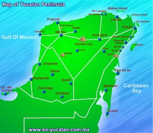Peta Semenanjung Yucatan atau "Yucatan Peninsula" (source: Google)